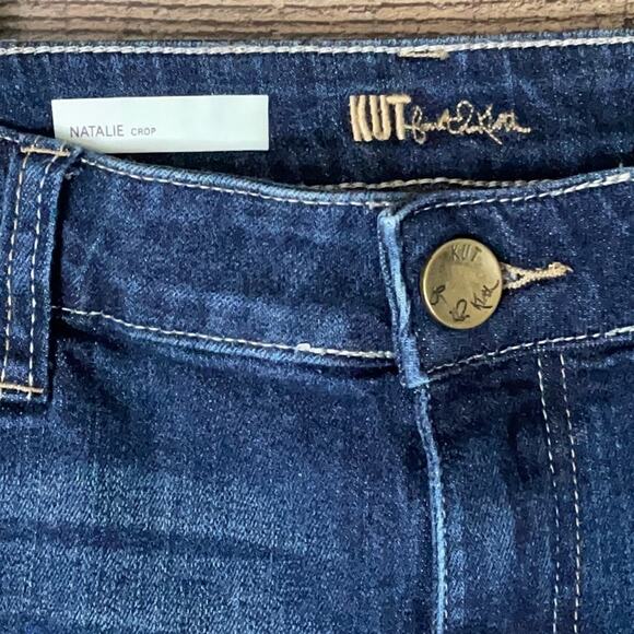 Kut From The Kloth Natalie Crop Jeans Frayed Hem Blue Denim Size 10 - Picture 4 of 10